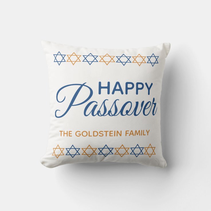 Elegant Blue and Gold Star of David Passover Throw Pillow | Zazzle