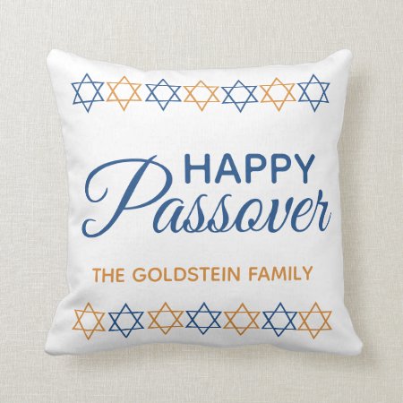 Elegant Blue And Gold Star Of David Passover Throw Pillow