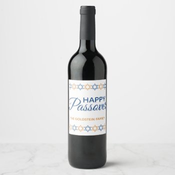 Elegant Blue And Gold Star Of David Passover Wine Label by ShiksasGuide at Zazzle