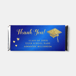 Elegant Blue and Gold Thank You 2025 Graduation Hershey Bar Favors