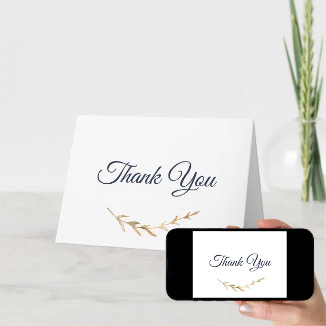 Elegant Blue and gold Thank you Card Zazzle