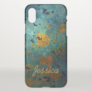 Elegant Blue and Gold Vine iPhone X Case