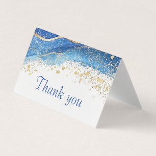 Elegant Blue and Gold Watercolor Thank You