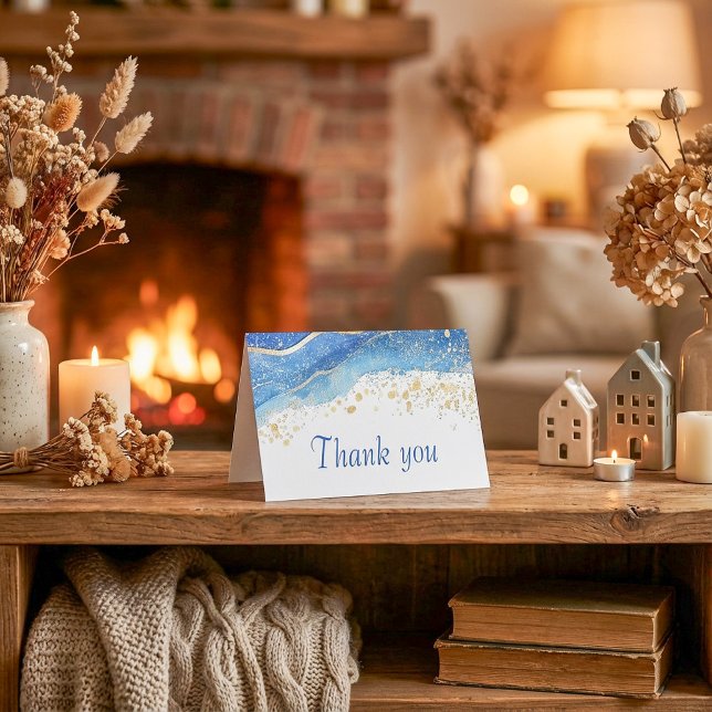 Elegant Blue and Gold Watercolor Thank You (Elegant Blue and Gold Watercolor Thank You)