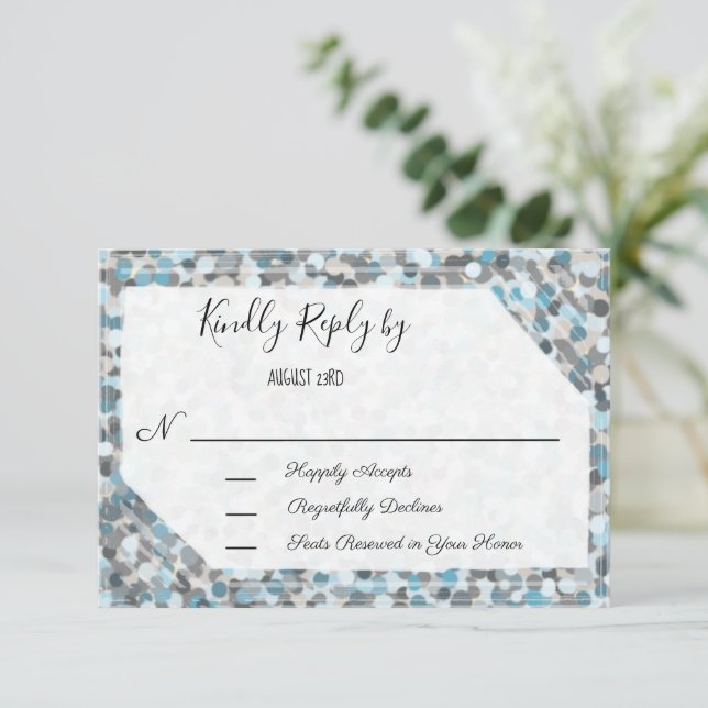 Elegant Blue and Gray Abstract Stone Response Card (Standing Front)