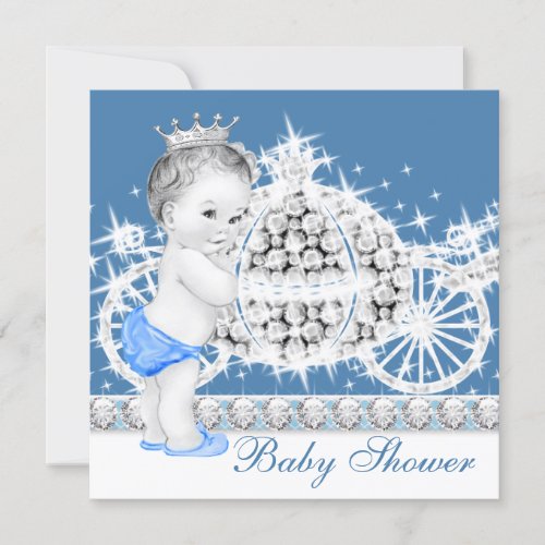 Elegant Blue and Gray Prince Baby Shower Invitation