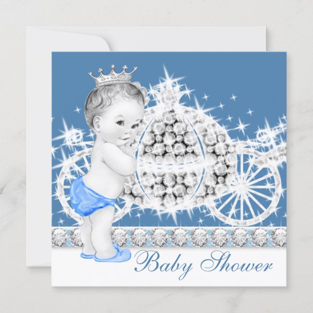 Elegant Blue and Gray Prince Baby Shower Invitation (Front)