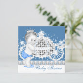 Elegant Blue and Gray Prince Baby Shower Invitation (Standing Front)