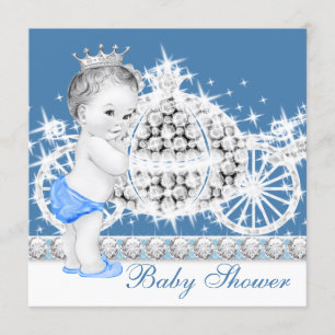 Elegant Blue and Gray Prince Baby Shower Invitation