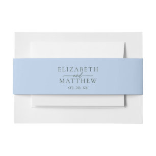 Elegant Blue and Green Calligraphy Script Wedding Invitation Belly Band