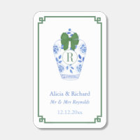 Elegant Blue And Green Ginger Jar Holidays Wedding Matchboxes