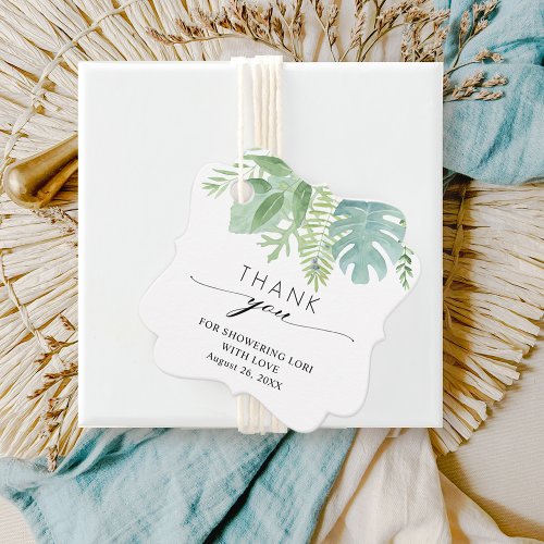 Elegant Blue and Green Greenery Shower Thank  Favor Tags