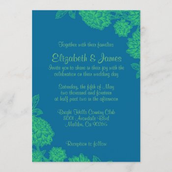 Elegant Blue And Green Wedding Invitations by topinvitations at Zazzle