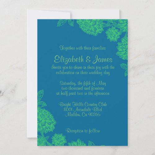Elegant Blue And Green Wedding Invitations
