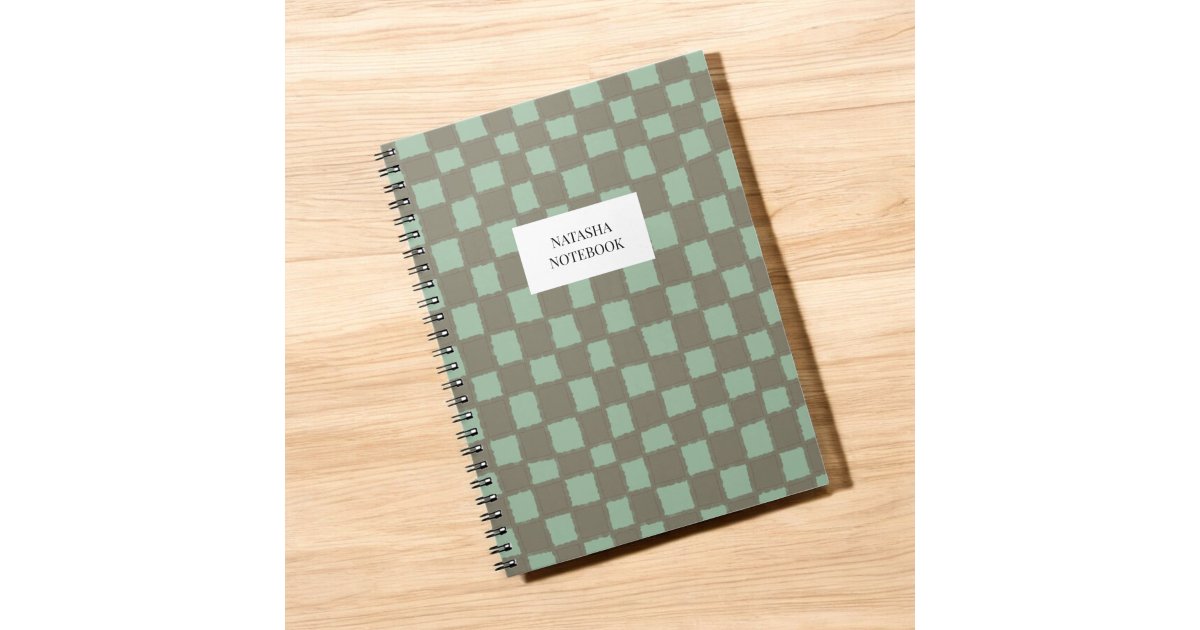 Elegant Blue and Grey Checkerboard Pattern Notebook | Zazzle