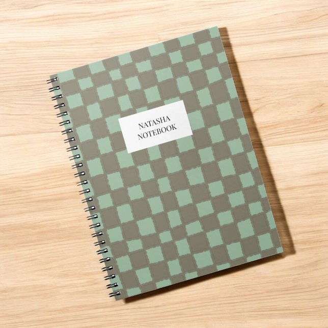 Elegant Blue and Grey Checkerboard Pattern  Notebook (Creator Uploaded)