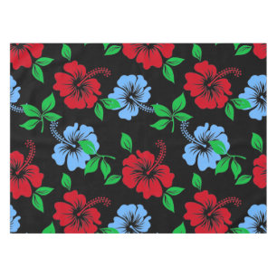 Elegant blue and Red Tropical Floral Pattern   Tablecloth