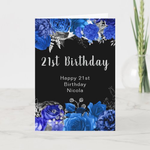 Elegant Blue and Silver Flowers Birthday Party