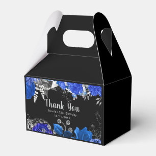 Elegant Blue and Silver Flowers Birthday Party Favor Boxes