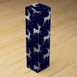 Elegant Blue and Silver Foil Reindeer Christmas Wine Box<br><div class="desc">Elegant Blue and Silver Faux Foil Reindeer Christmas design</div>