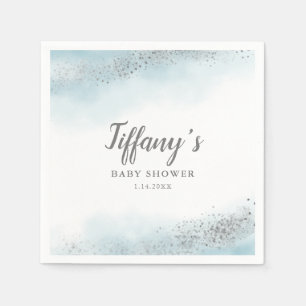 Elegant Blue and Silver Glitter Baby Shower Napkins