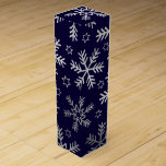 Elegant Blue and  Silver Snowflakes Christmas Wine Box<br><div class="desc">Elegant Blue and Silver Faux Foil Snowflakes Christmas design</div>