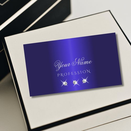 Elegant Blue and Silver Sparkling Diamonds Stylish Business Card