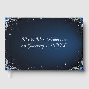 Elegant Blue and Silver Wedding Guest Book