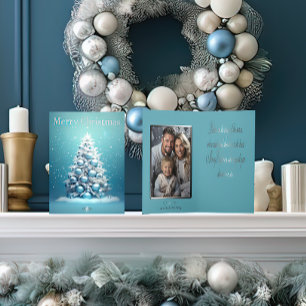 Elegant Blue and Silver Winter Wonderland Foil Greeting Card