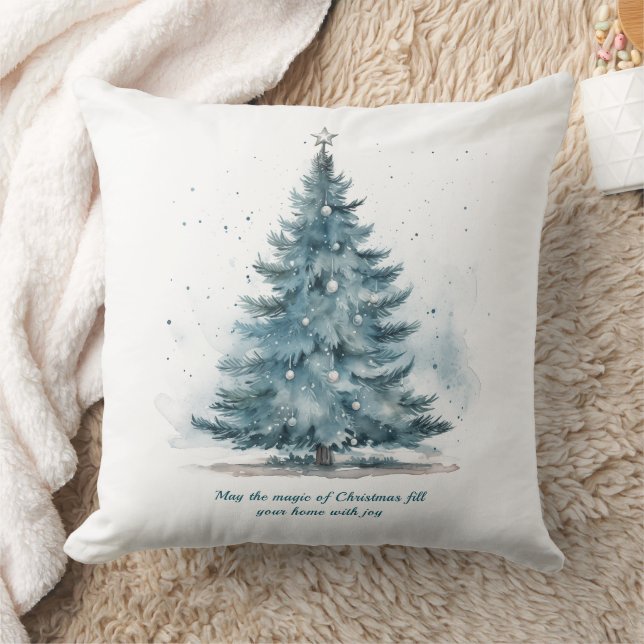 Elegant Blue and Silver Winter Wonderland  Throw Pillow (Blanket)