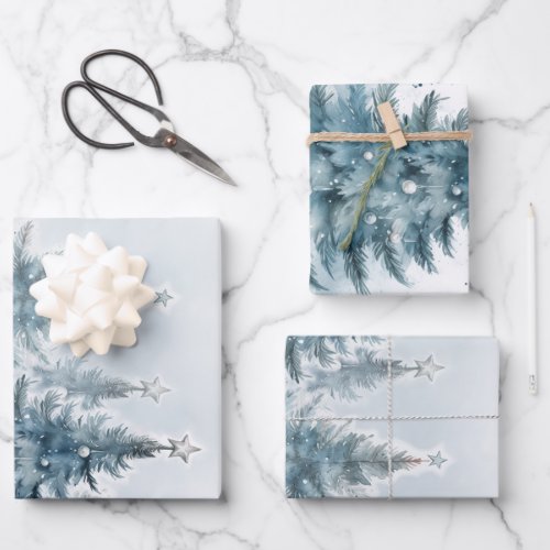 Elegant Blue and silver Winter Wonderland  Wrapping Paper Sheets