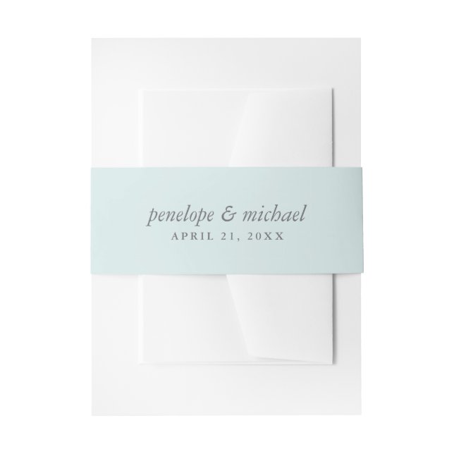 Elegant Blue and Soft Gray Wedding Invitation Belly Band (Front Example)