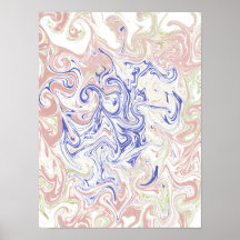 Elegant Blue and Soft Peach Marble Swirl Abstract