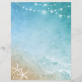 Elegant Blue and Teal Watercolor Beach Stationery (Front)