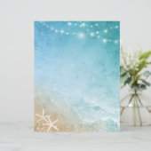 Elegant Blue and Teal Watercolor Beach Stationery (Standing Front)