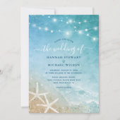 Elegant Blue and Teal Watercolor Beach Wedding Invitation (Front)