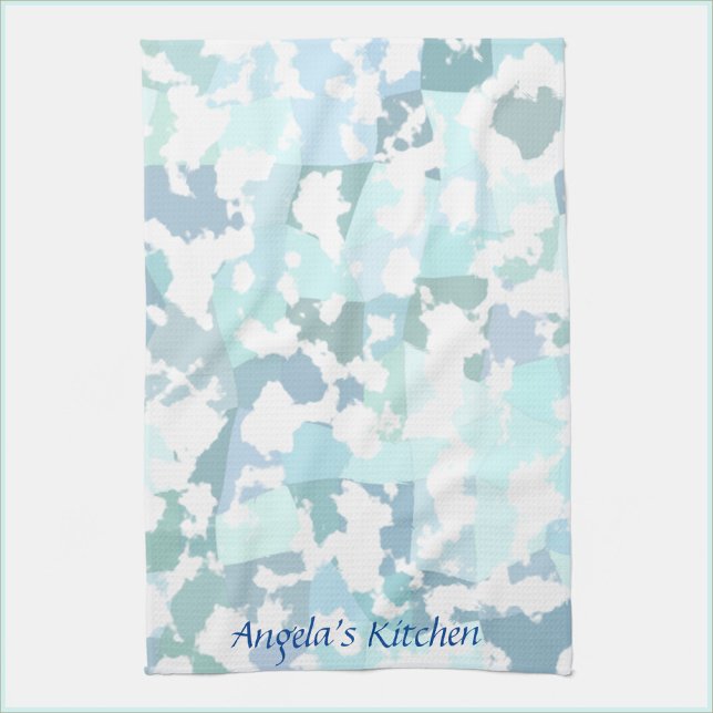 Elegant Blue and White Abstract Geometric Kitchen Towel (Creator Uploaded)