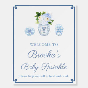 Elegant Blue And White Baby Shower Party Welcome   Foam Board