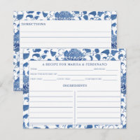 Elegant Blue And White China Pattern Recipe Card