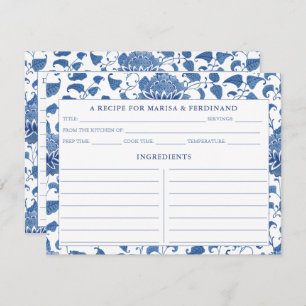 Elegant Blue And White China Pattern Recipe Card