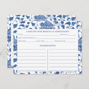 Elegant Blue And White China Pattern Recipe Card by DulceGrace at Zazzle