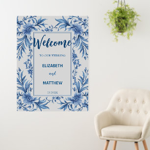 Elegant blue and white Chinoiserie antique Wedding Foam Board
