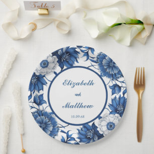 Elegant blue and white Chinoiserie antique Wedding Paper Plates