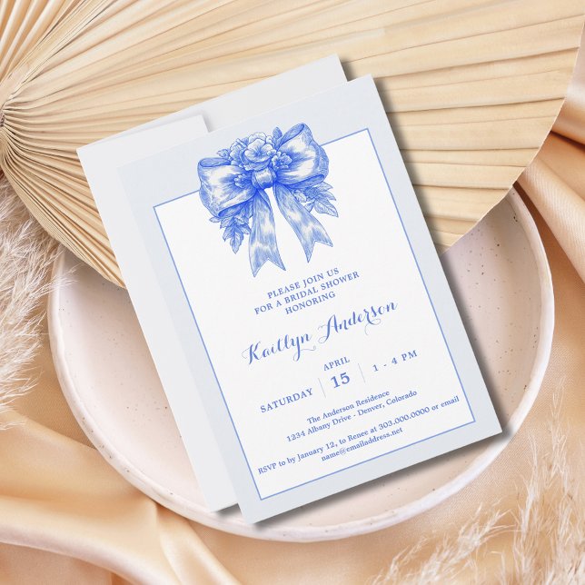 Elegant Blue and White Chinoiserie Bridal Shower  Invitation (Creator Uploaded)