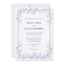 Elegant Blue and White Chinoiserie Floral Wedding 