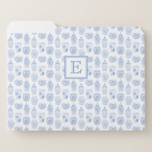 Elegant Blue And White Chinoiserie Pattern Office File Folder - Smart Blue And White Patterned file folders! With this elegant pattern, filing could *almost* be enjoyable!