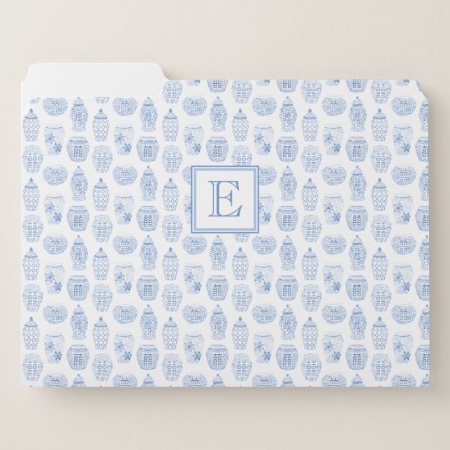 Elegant Blue And White Chinoiserie Pattern Office File Folder (Front Left)