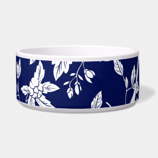 Elegant Blue and White Chinoiserie Pet Bowl