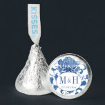 Elegant Blue And White Chinoiserie Wedding Party Hershey®'s Kisses®<br><div class="desc">This classic design features a simple and elegant couples monogram with blue and white Chinoiserie print background. This background pattern was originally painted in watercolors by me,  before being scanned into digital form. The pattern was inspired by the kind you can find on antique ginger jars.</div>