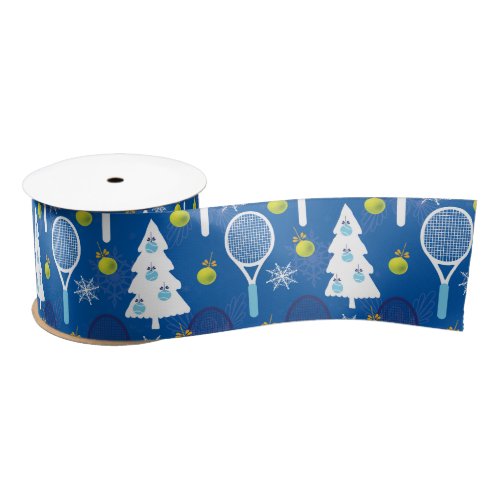 Elegant blue and white Christmas tennis  Satin Ribbon